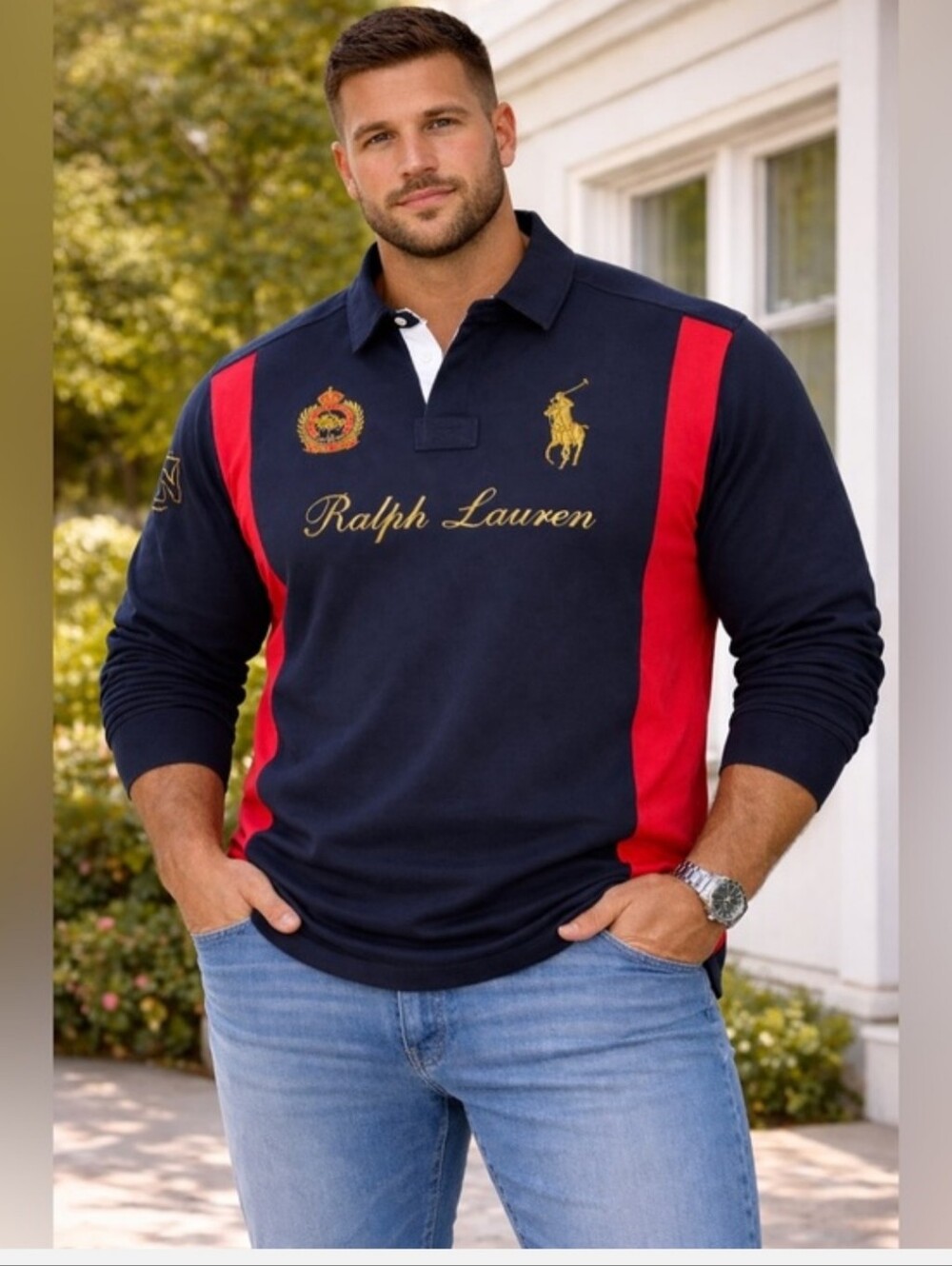 Vintage 100% cotton embroidered polo Ralph Lauren shirt Size L